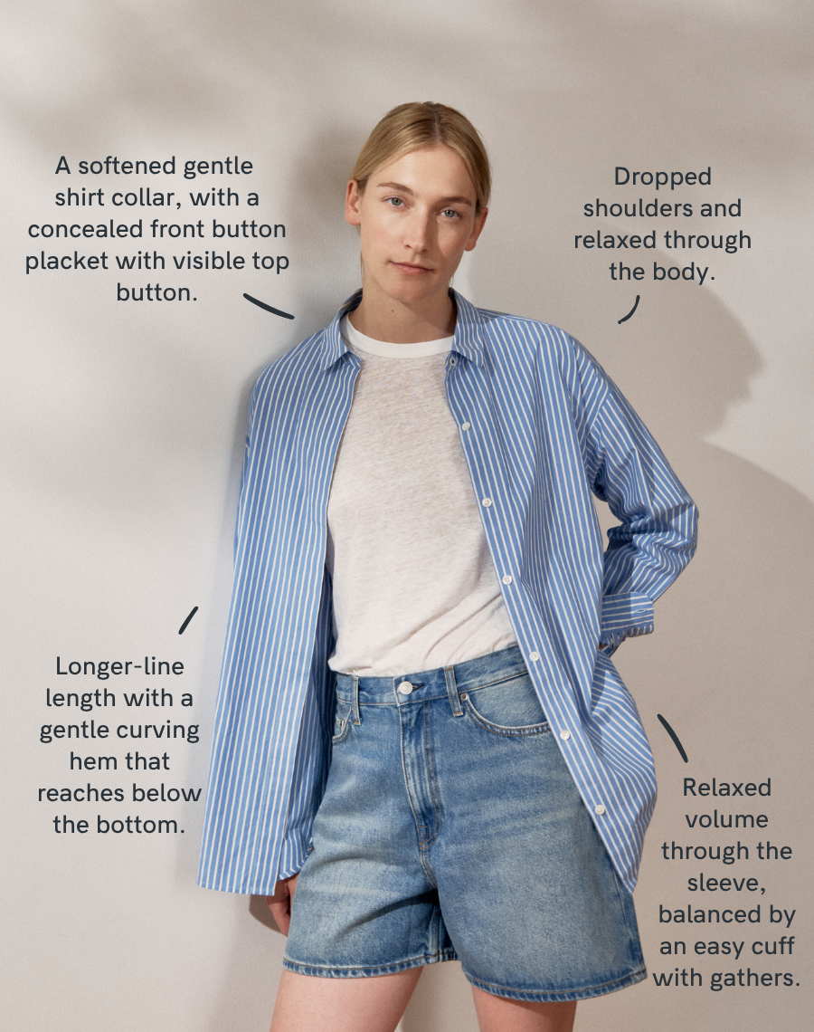 The Oversize Shirt - Blue + White Stripe