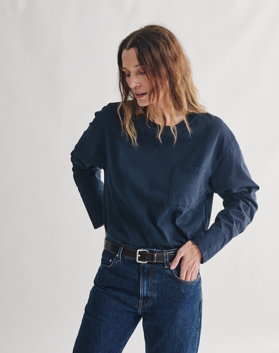 The Structured Slub / The Long Sleeve - Navy / Archive Sale