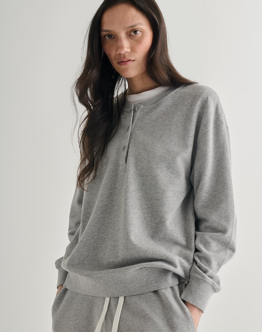 The Lived-In Loopback Henley - Slate Grey / Archive Sale