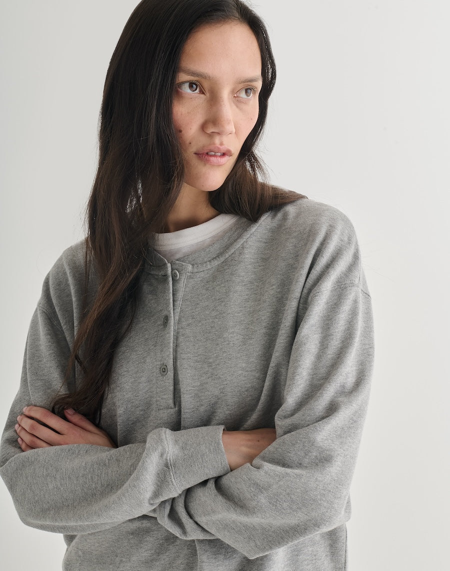 The Lived-In Loopback Henley - Slate Grey / Archive Sale