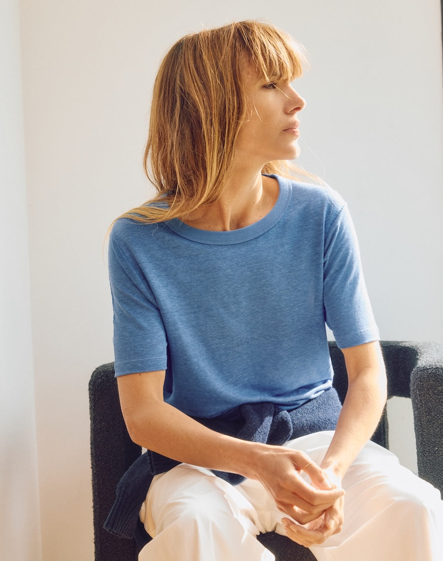 The Linen / The Classic Fit Tee - Harbour Blue