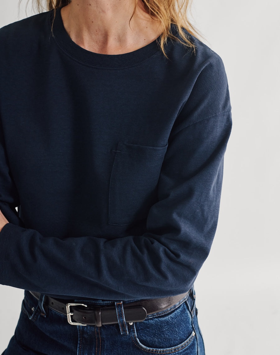 The Structured Slub / The Long Sleeve - Navy / Archive Sale